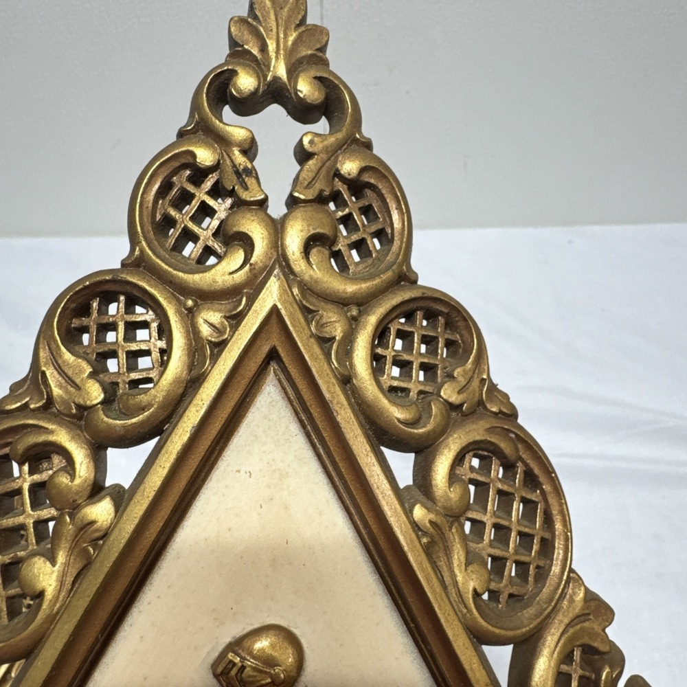 Vintage MCM SYROCO Plaques Gold Ornate Diamond Shape lot of 3 - Picture 6 of 15